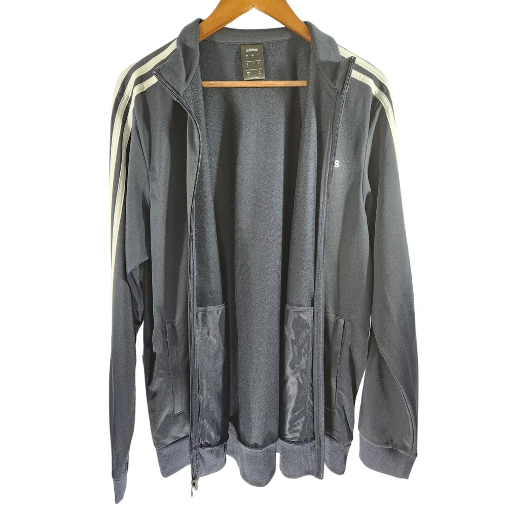 Adidas Original 3 Stripes Full-Zip Track‎ Jacket L Navy White